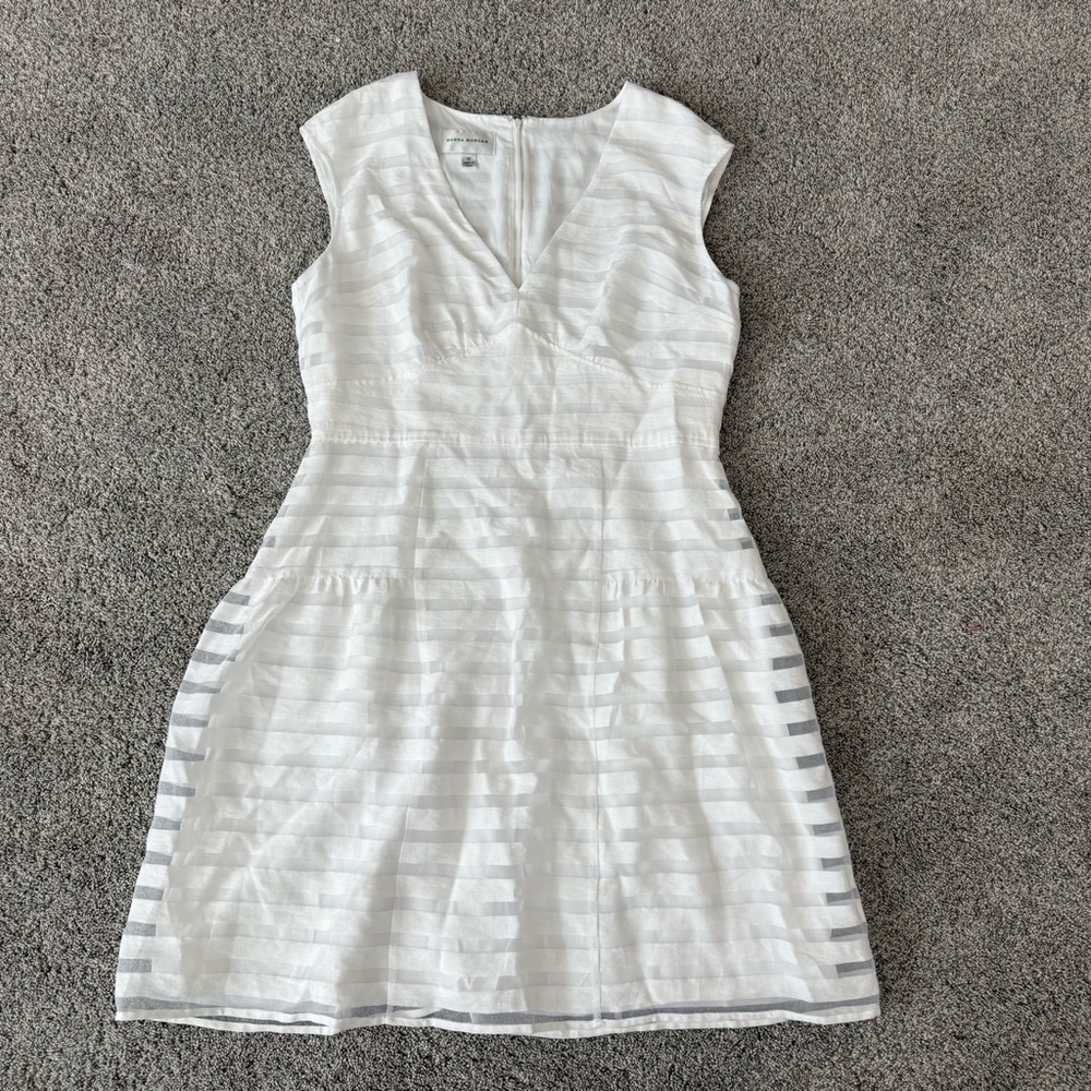 Donna Morgan White Sleeveless Sheer Lined Fit And Flare Dress Bridal Women US 16